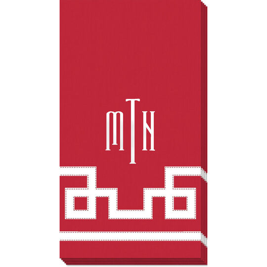 Red Greek Key Caspari Guest Towels